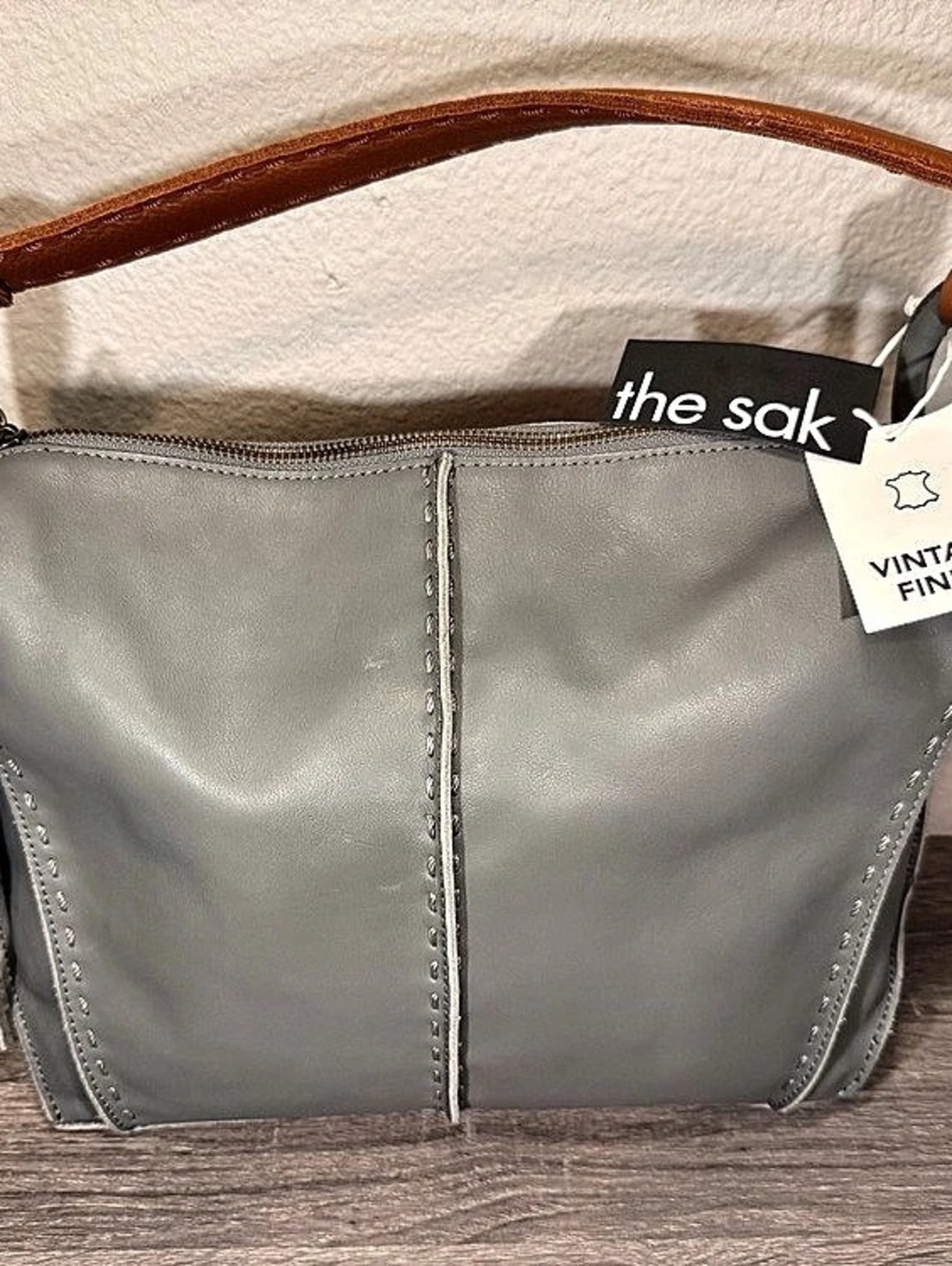NWT The Sak Los Feliz Leather Hobo Bag in Dusty Blue